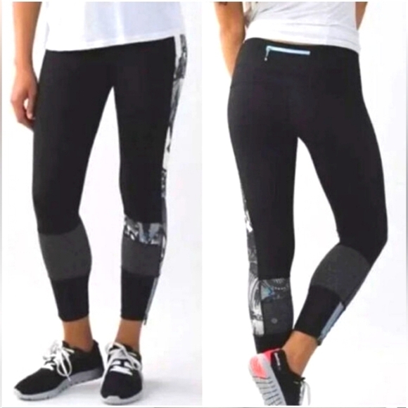 lululemon athletica Pants - Lululemon Butterfly Angel Wing Run The World 7/8 Leggings Exploded So Fly Size 6